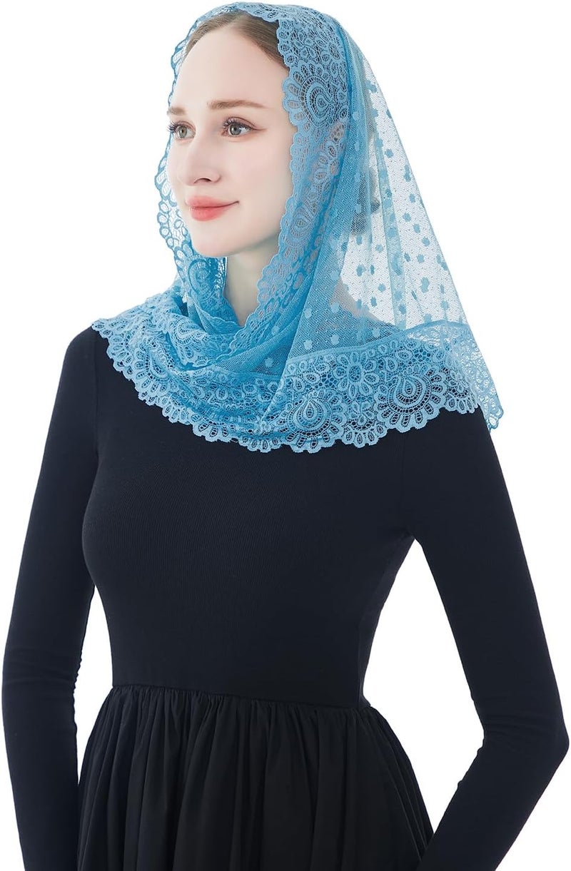 Wgior Triangle Vintage Inspired Lace Chapel Veils Catholic Mass Head Covering Scarf Mantilla Veils for Church - Image 5